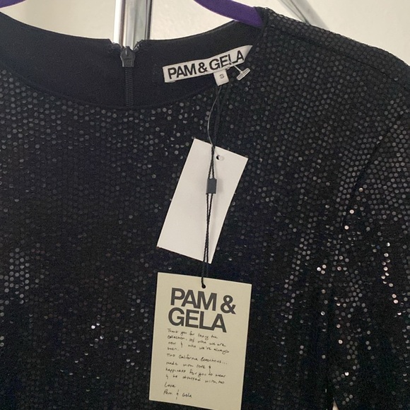 PAM & GELA  Mirrorball Ruched Mini Dress Size Small  ( A-25) - Picture 7 of 8